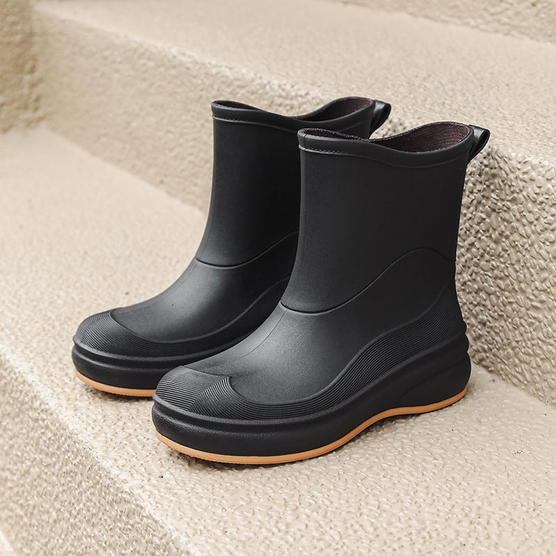 Stylish Waterproof Womens Rain Boots Black 