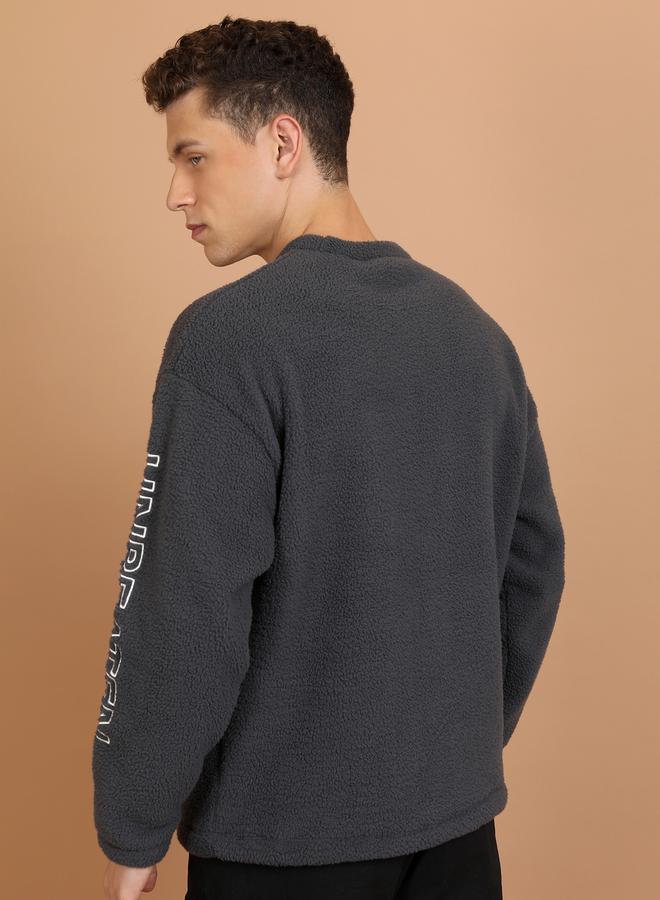 HIGHLANDER Oversized Slogan Print Teddy Sweatshirt by Styli  - Image 3