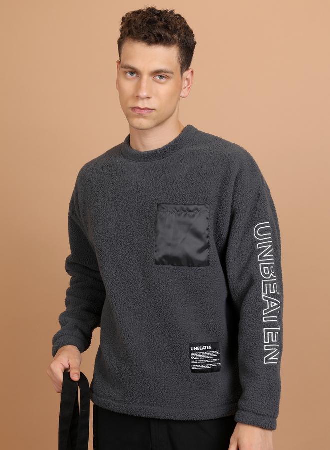 HIGHLANDER Oversized Slogan Print Teddy Sweatshirt by Styli  - Image 1