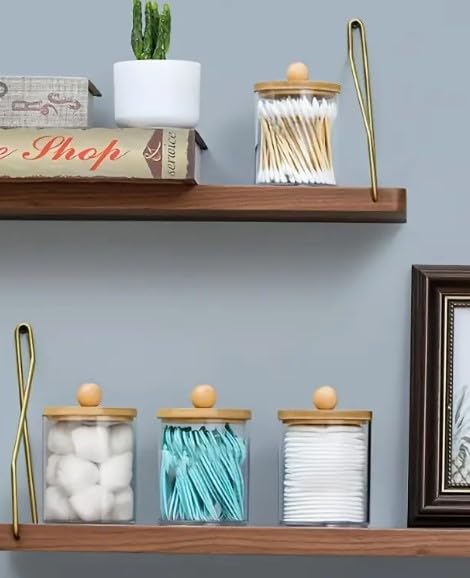 Plastic Jars with Bamboo Lids Set of 2 Small Big  - Image 4