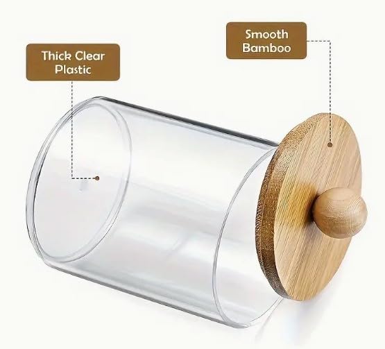 Plastic Jars with Bamboo Lids Set of 2 Small Big  - Image 3