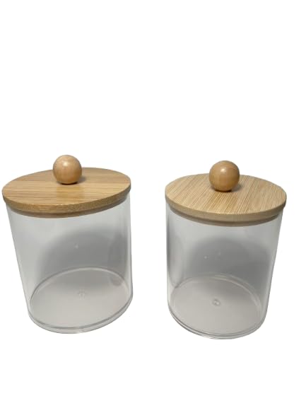 Plastic Jars with Bamboo Lids Set of 2 Small Big  - Image 1