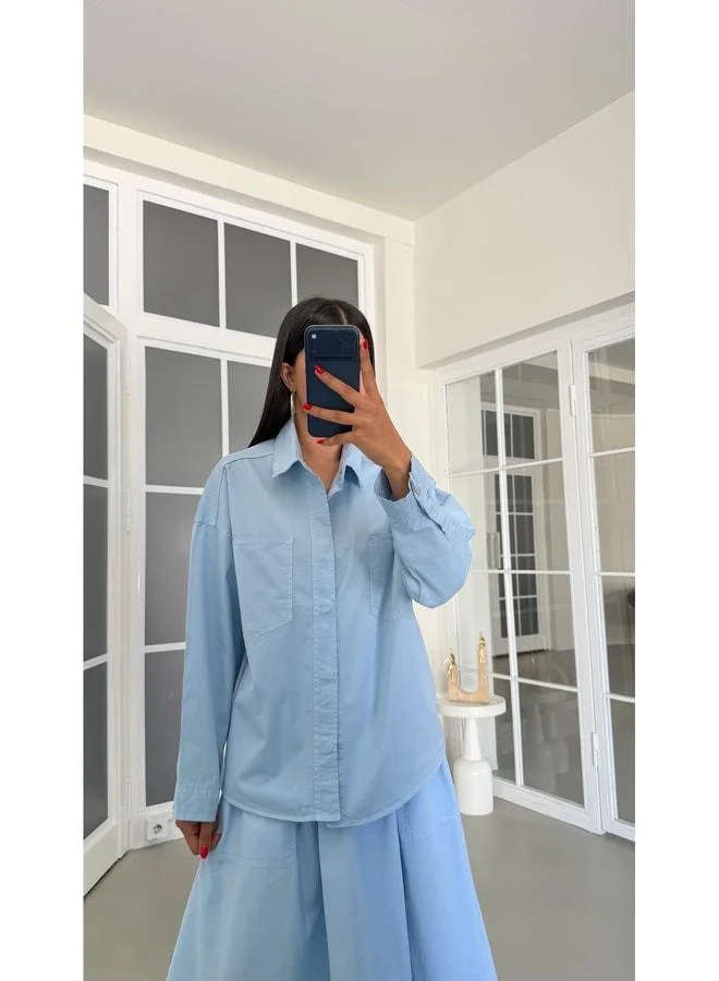 Gaus Blue Double Pocket Shirt GAUS-01867.