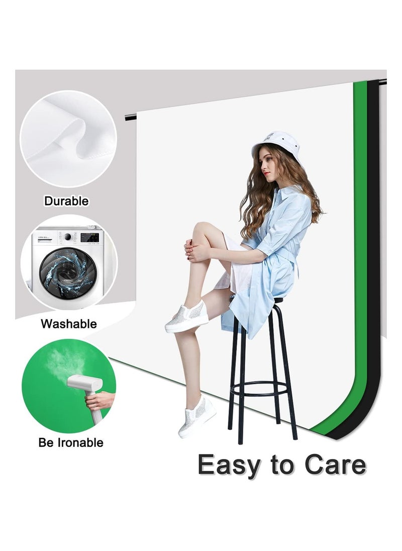 3 Chroma Background Non-woven fabric Photography 3x2m with T-Shape Background Stand Kit for Photography and 4 Background Clamps for Photo Shooting, Video Making, Online Meetings, Zoom