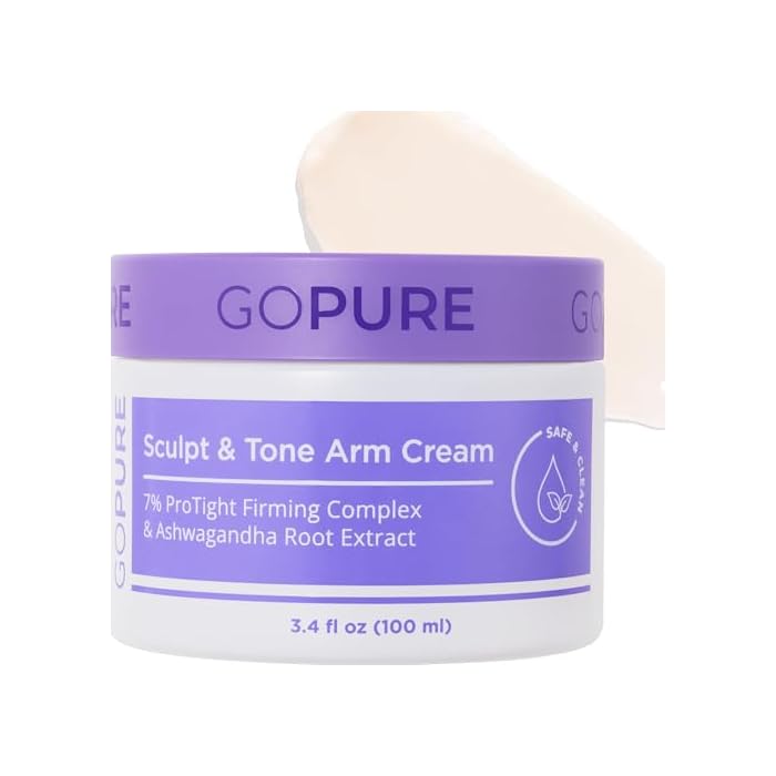 goPure Sculpt & Tone Arm Cream - Firming & Tightening Cream - Smooths, Lifts, Sculpts the Look Of Arms - ProTight Complex - Rice Protein, Shea Butter, Avocado - Clinically Tested - All Skin Types