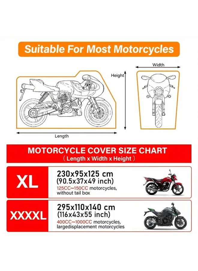 Motorcycle Cover XL UV Proof Dust Proof Elastic Design 190T Silvery Coated Cloth - Image 2