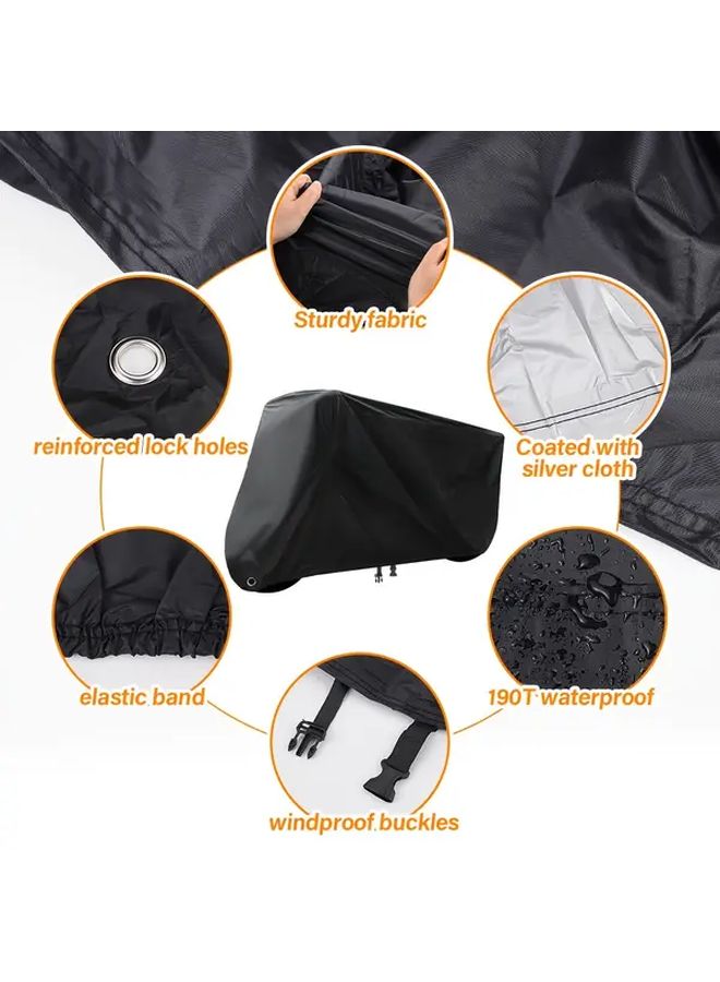 Motorcycle Cover XL UV Proof Dust Proof Elastic Design 190T Silvery Coated Cloth - Image 4