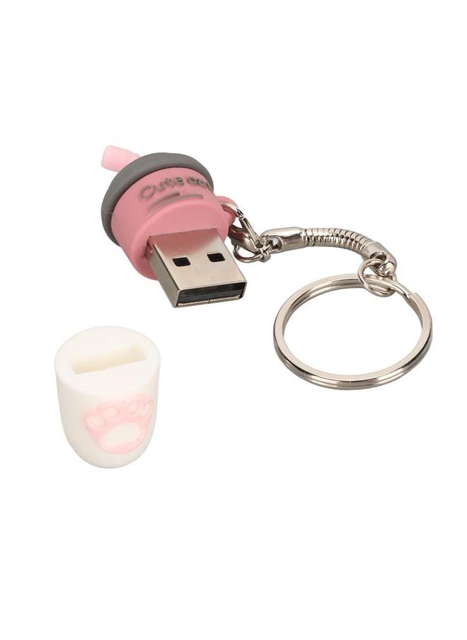 Thoraya Cartoon Milk Tea Cup Music Car USB Flash Drive PVC Soft Rubber Creative Gift USB Flash Drive V013 - Berry Cat Pink 64GB  - Image 4