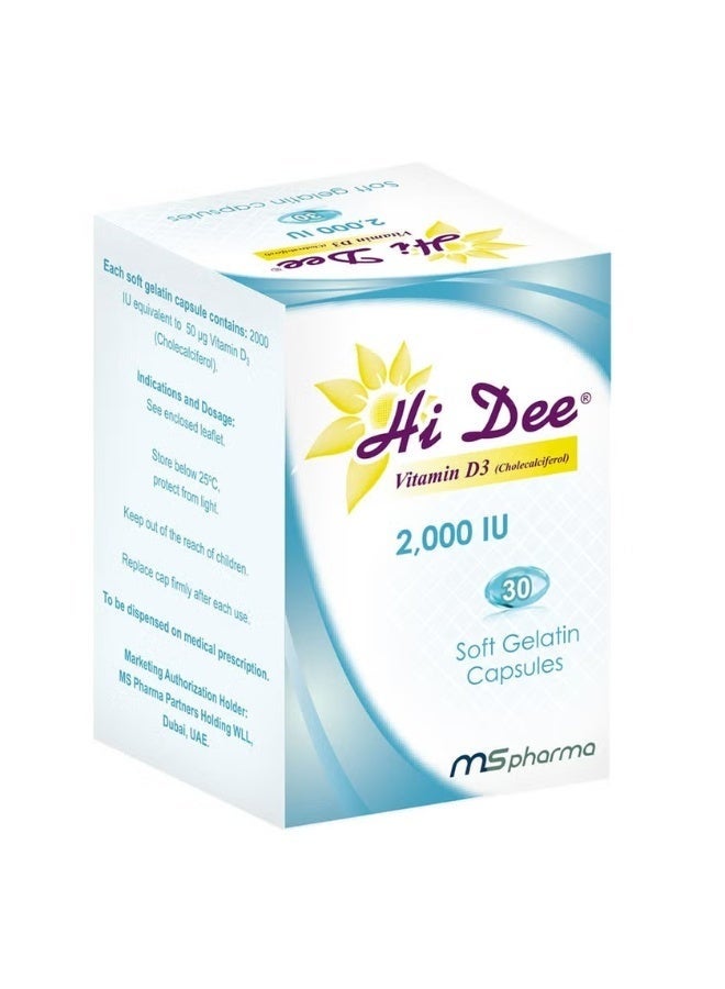 Hi Dee Vitamin D3 2000 IU Soft Gelatin Capsules, 30 Count