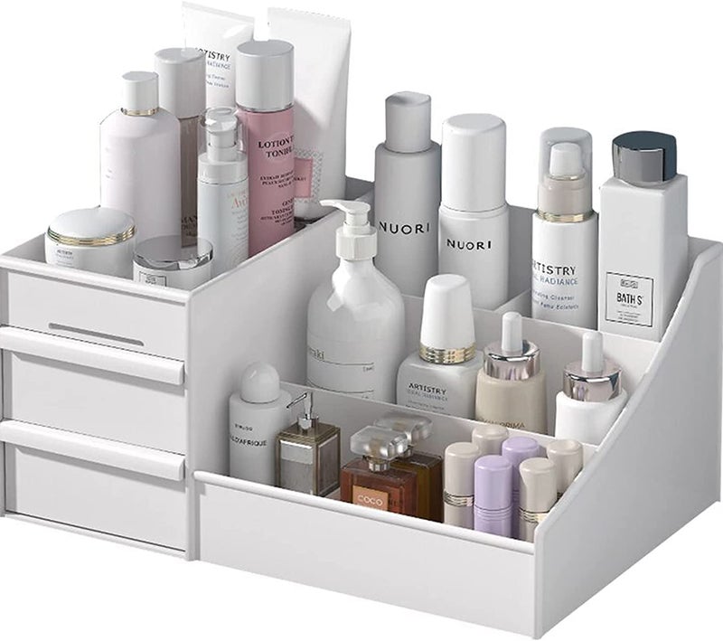 mechdel Makeup Desk Organizer With Drawers, Bathroom Countertop Organizer for Cosmetics, Vanity Holder for Lipstick, Brushes, Lotions, Eyeshadow, Nail Polish and Jewelry (Makeup Desk Organizer -BIG) - Image 1