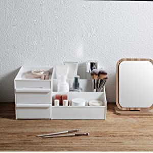 mechdel Makeup Desk Organizer With Drawers, Bathroom Countertop Organizer for Cosmetics, Vanity Holder for Lipstick, Brushes, Lotions, Eyeshadow, Nail Polish and Jewelry (Makeup Desk Organizer -BIG) - Image 3