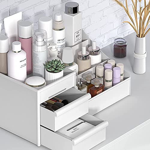 mechdel Makeup Desk Organizer With Drawers, Bathroom Countertop Organizer for Cosmetics, Vanity Holder for Lipstick, Brushes, Lotions, Eyeshadow, Nail Polish and Jewelry (Makeup Desk Organizer -BIG) - Image 2