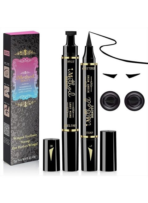 Eyeliner Stamp - 2021 2 Pens Winged Eyeliner Stamp, Eyeliner Stamp Wingliner, Perfect Wing Cat Eye Stamp, Wing Eyeliner Stamp Tool, Liquid Eye Liner, Waterproof & Smudgeproof, 10 mm
