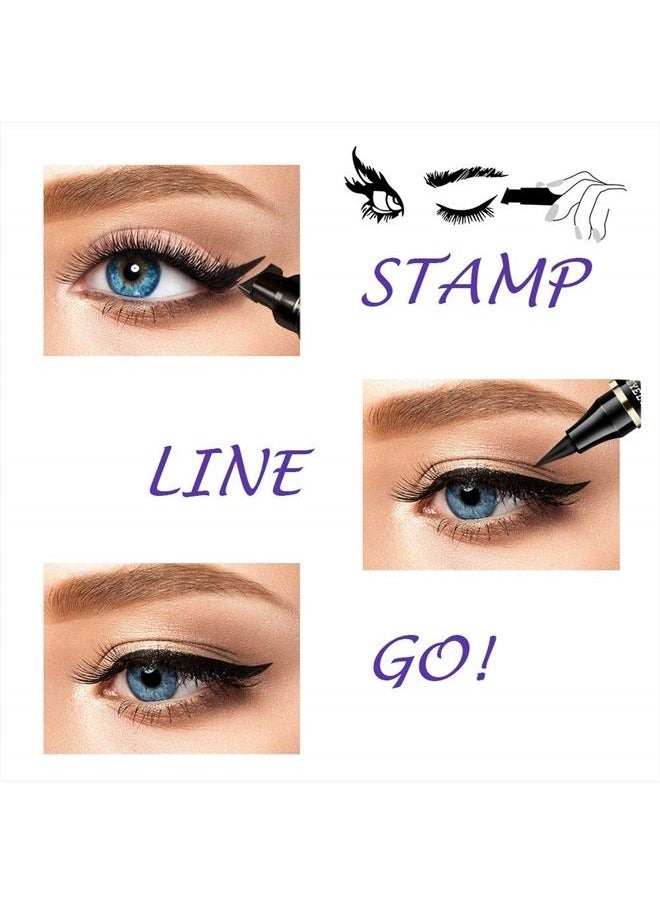 Eyeliner Stamp - 2021 2 Pens Winged Eyeliner Stamp, Eyeliner Stamp Wingliner, Perfect Wing Cat Eye Stamp, Wing Eyeliner Stamp Tool, Liquid Eye Liner, Waterproof & Smudgeproof, 10 mm