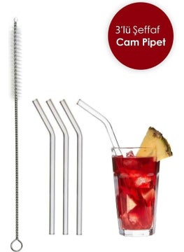 Octopus Bazaar Transparent 3 Glass Curved Pipette - 1 Piece Pipette Cleaning Brush  - Image 1