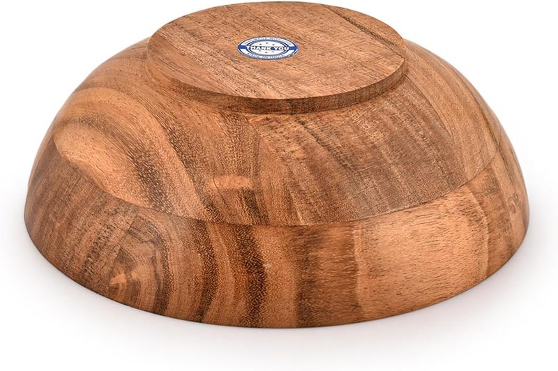 BHAVATU Salad Bowl Acacia Wood Round Wood Serving Bowl for Salad Fruits Vegetables Snack Household for Home Kitchen 8x 8 x 3 - Image 4