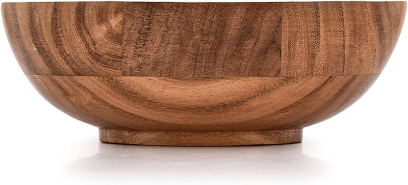 BHAVATU Salad Bowl Acacia Wood Round Wood Serving Bowl for Salad Fruits Vegetables Snack Household for Home Kitchen 8x 8 x 3 - Image 2