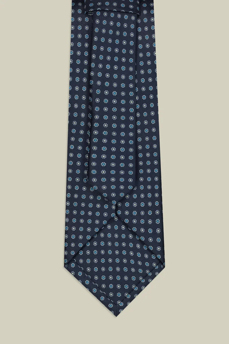 Doppelganger Men's tie with micro floral pattern - DK Blue