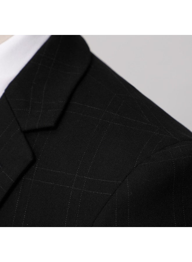 ROMON Men's Suit Set Wedding Three-piece Set Formal Groom Groomsmen Slim Fit Suit Jacket + Pants + Vest - Image 3