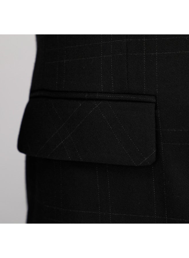 ROMON Men's Suit Set Wedding Three-piece Set Formal Groom Groomsmen Slim Fit Suit Jacket + Pants + Vest - Image 4