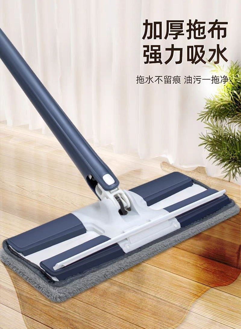مساحة موب سحرية مسطحة من المايكروفايبر من سوبلي، مساحة منزلة تعمل بالضغط بدون استخدام اليدين بزاوية 360 للخشب الصلب والأرضيات مع مقبض من الستانلس ستيل، ممسحة بدون دلو وإعادة تعبئة من المايكروفايبر H - Image 1