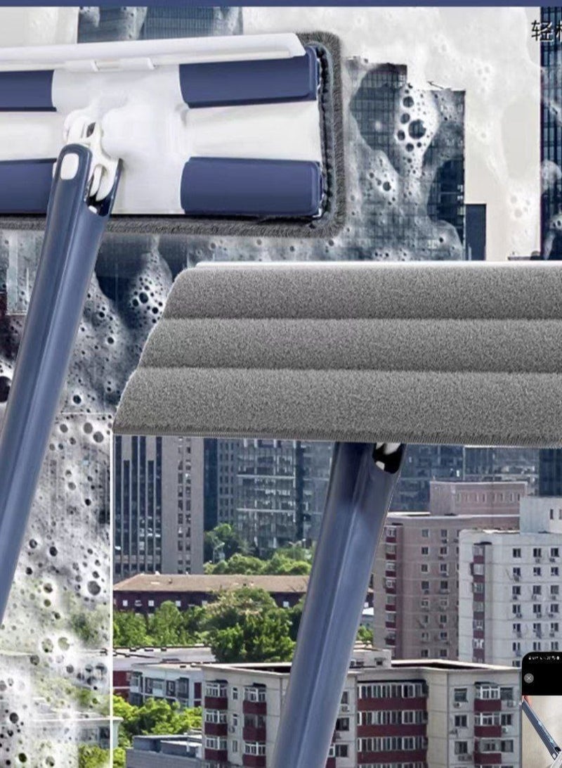 مساحة موب سحرية مسطحة من المايكروفايبر من سوبلي، مساحة منزلة تعمل بالضغط بدون استخدام اليدين بزاوية 360 للخشب الصلب والأرضيات مع مقبض من الستانلس ستيل، ممسحة بدون دلو وإعادة تعبئة من المايكروفايبر H - Image 3