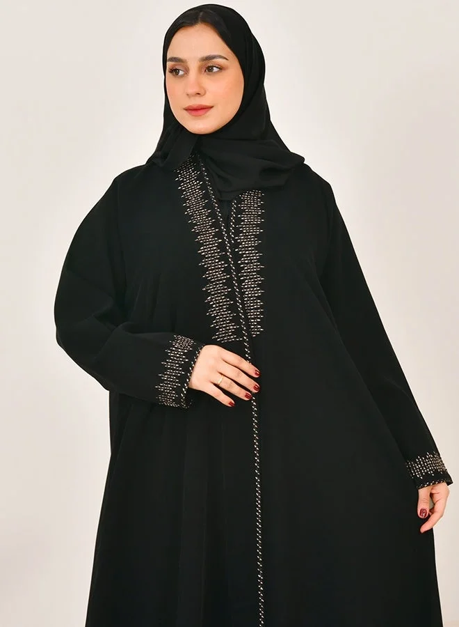 عبايات حوراء عباية لف سوداء ربع كلوش بتطريز
