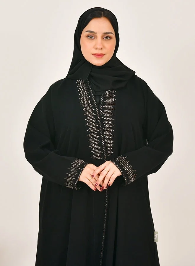 عبايات حوراء عباية لف سوداء ربع كلوش بتطريز