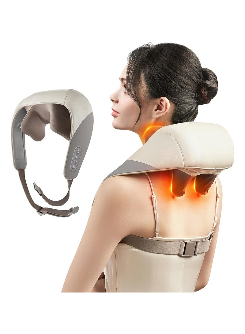 سوريلكس مدلك الرقبة، مدلك الرقبة والكتف مع الحرارة لتخفيف الآلام الأنسجة العميقة، الرقبة، الظهر، الكتف، مدلك العجن الكهربائي للساق، هدايا مثالية للرجال والنساء والأب والأم (رمادي) - Image 1
