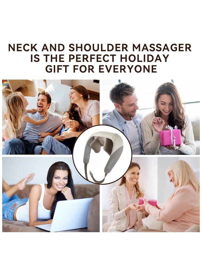 سوريلكس مدلك الرقبة، مدلك الرقبة والكتف مع الحرارة لتخفيف الآلام الأنسجة العميقة، الرقبة، الظهر، الكتف، مدلك العجن الكهربائي للساق، هدايا مثالية للرجال والنساء والأب والأم (رمادي) - Image 5