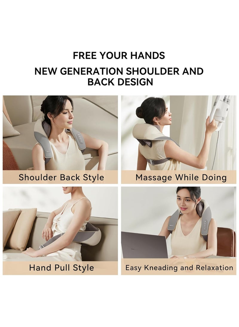 سوريلكس مدلك الرقبة، مدلك الرقبة والكتف مع الحرارة لتخفيف الآلام الأنسجة العميقة، الرقبة، الظهر، الكتف، مدلك العجن الكهربائي للساق، هدايا مثالية للرجال والنساء والأب والأم (رمادي) - Image 4