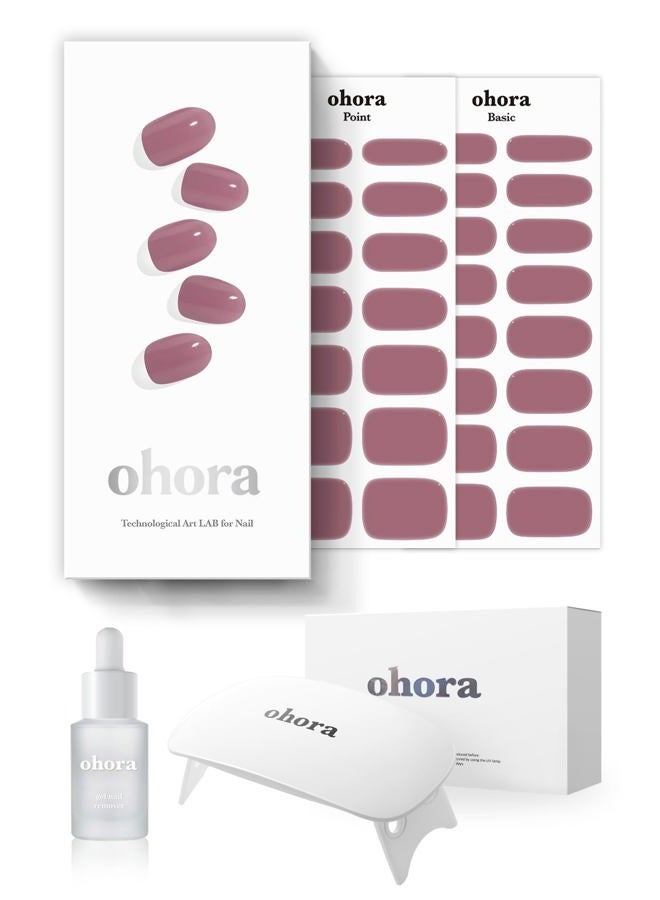 ohora Semi-Cured Gel Nail Strips Value Set (N Cream Pink Starter Kit) Includes Full Size Lamp and Mini Remover, Salon-Quality, Long Lasting, Easy to Apply & Remove - Image 1