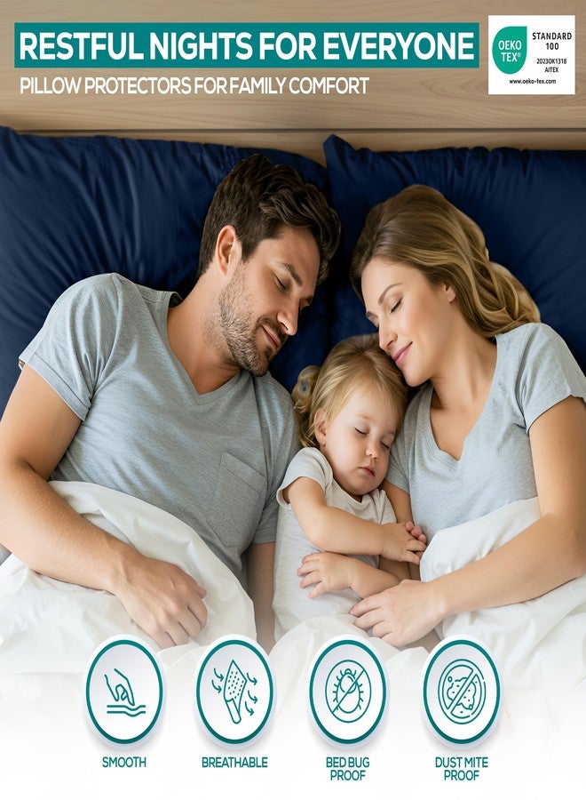 Utopia Bedding Waterproof Pillow Protectors Zippered Queen Size (2 Pack, Navy Blue), Zippered Pillowcases, Bed Bug Proof Pillow Encasement Covers 20 x 28 Inches - Image 5