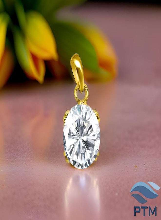 Ptm American Diamond/Zircon 10.25 Ratti or 9.5 Carat Certified Astrological Gemstone Panchdhatu/5 Metals 22k Gold Plated pendant for Men & Women -nvdhp11025 - Image 2