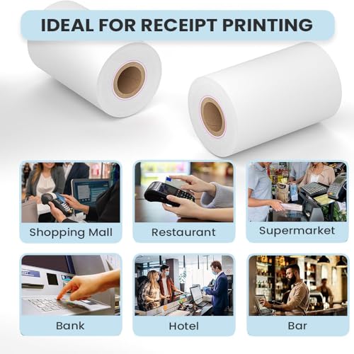 Seznik Non Sticky Thermal Paper Rolls, 57mm Width, 2 inch Thermal Paper for Mini Printer (White-57mm Width-Continuous Non Sticky Roll-Pack of 10) - Image 5