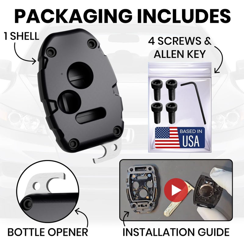 Dubbs Hardware USA-Made for Honda Key Fob Shell | Crack-Resistant & Durable | Seamless Fit | Enhanced Longevity & Functionality | Integrated Bottle Opener | Easy DIY Installation (Black, 3 Button) - Image 5