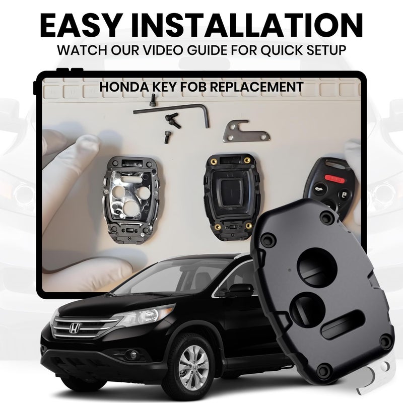 Dubbs Hardware USA-Made for Honda Key Fob Shell | Crack-Resistant & Durable | Seamless Fit | Enhanced Longevity & Functionality | Integrated Bottle Opener | Easy DIY Installation (Black, 3 Button) - Image 4