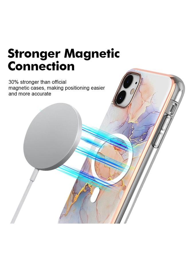 زبون جراب لهاتف iPhone 11 بنمط رخامي، جراب هاتف IMD Magsafe TPU مزدوج الجوانب - Image 2