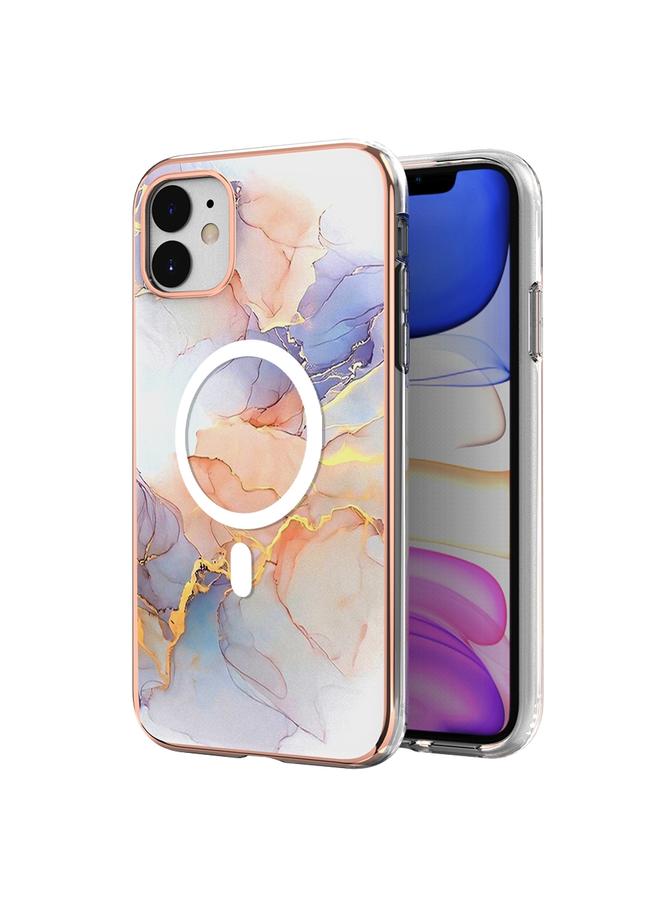 زبون جراب لهاتف iPhone 11 بنمط رخامي، جراب هاتف IMD Magsafe TPU مزدوج الجوانب - Image 1