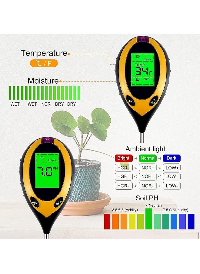 Generic - Soil Moisture Meter, Plant Water Monitor 4-in-1 with pH Tester Meter, Gardening Tool Kits for Plant Care, Great for Garden, Lawn, Farm, Indoor & Outdoor Use - Image 1
