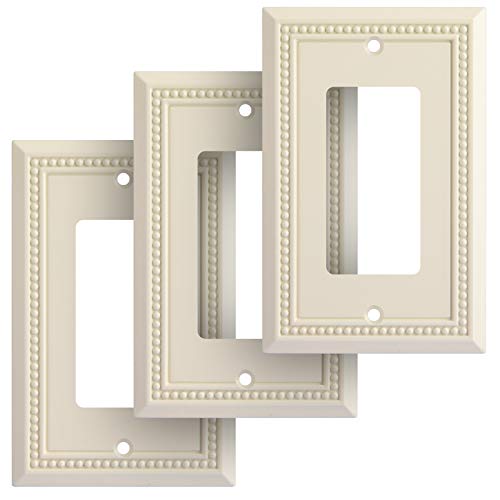 Henne Bery Sunken Pearls Heavy Duty Decorative Wall Plate Switch Plate Outlet Cover (Single Decorator, 3 Pack, Light Almond) - Image 1
