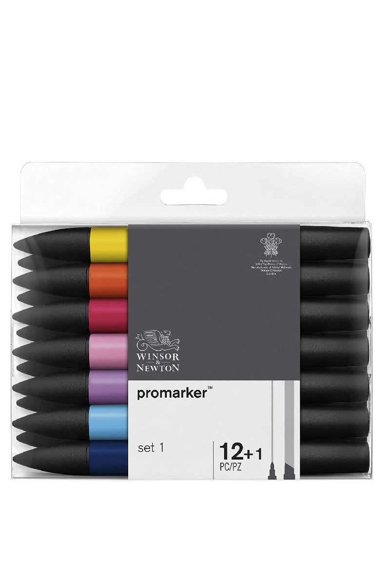 WINSOR & NEWTON ProMarker Set 1 (13 Colors) Graphic Art Marker Assorted Color Twin Tip 