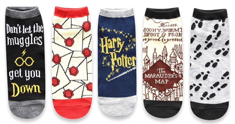 Hyp Harry Potter Marauder's Map Letter Muggle Juniors/Womens 5 Pack Ankle Socks Size 4-10 - Image 1