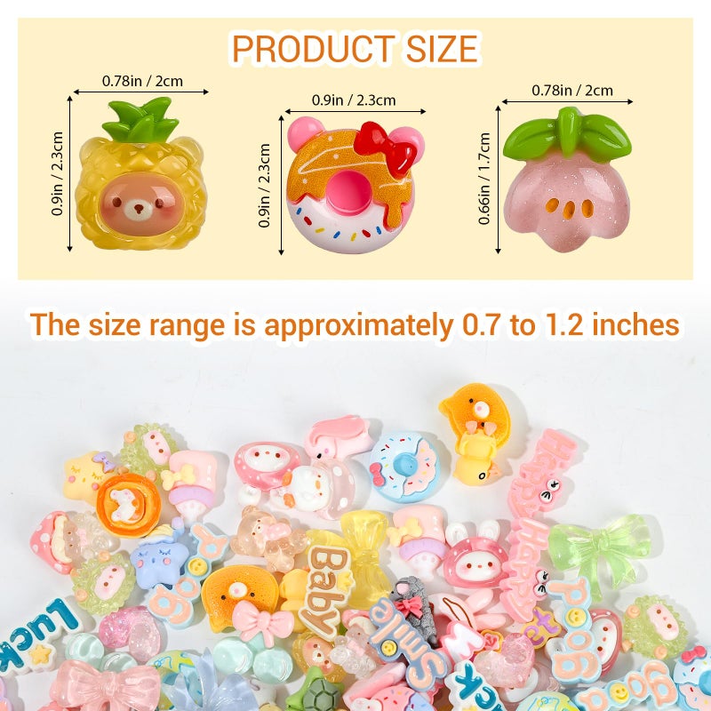 DIYOMR 3D Sticker Charms,70Pcs Bulk Mixed Slime Charm Resin Art Stickers Decor for DIY/Handcraft/Photo Album/Hair Accessories/Laptops - Image 3