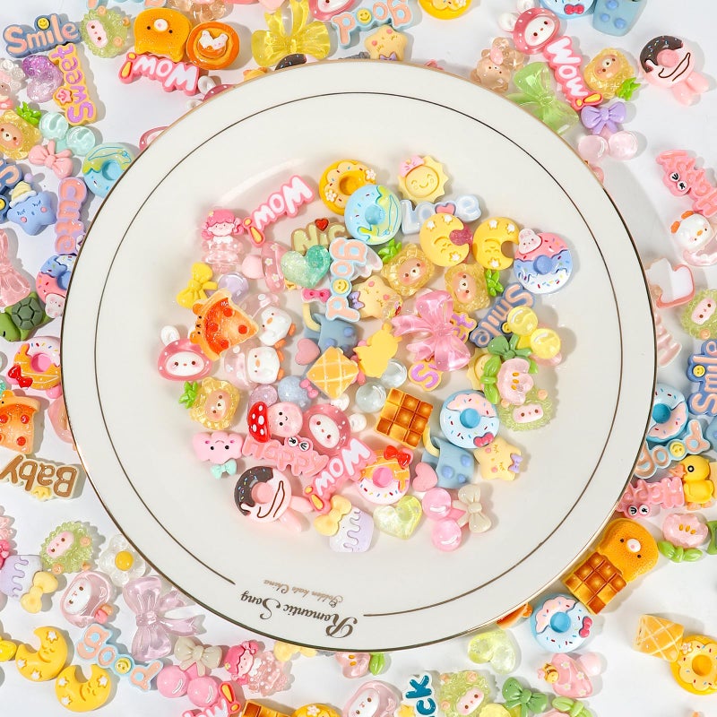DIYOMR 3D Sticker Charms,70Pcs Bulk Mixed Slime Charm Resin Art Stickers Decor for DIY/Handcraft/Photo Album/Hair Accessories/Laptops - Image 5