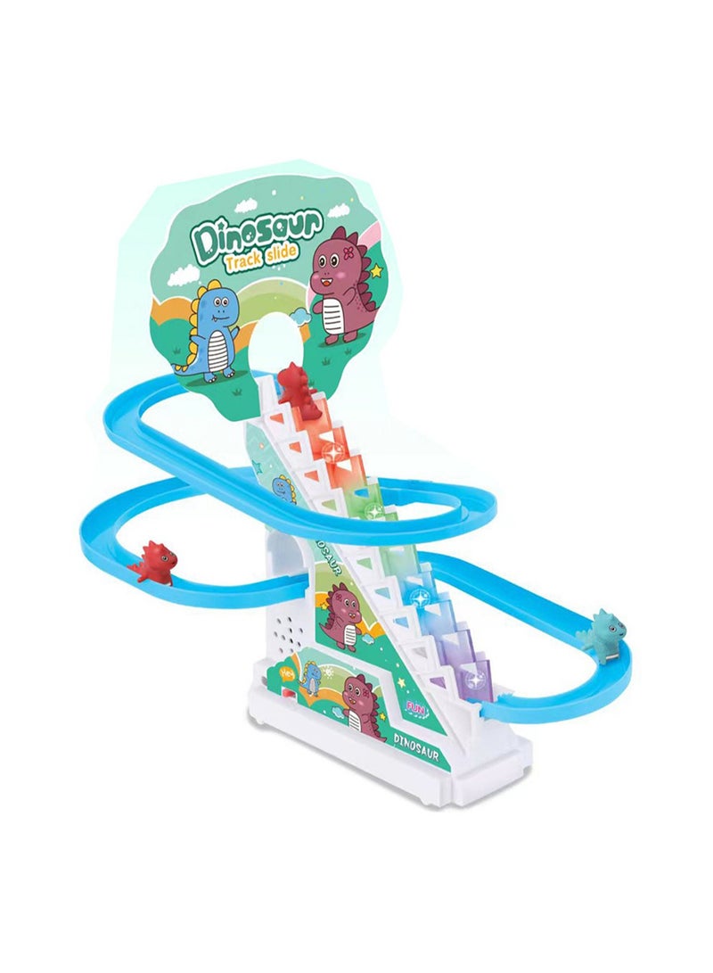 Dinosaur Slide Toy Set, Fun Automatic Stair Climbing Toy With Lights And Music, Comes With Six Little Dinosaurs  - Image 1