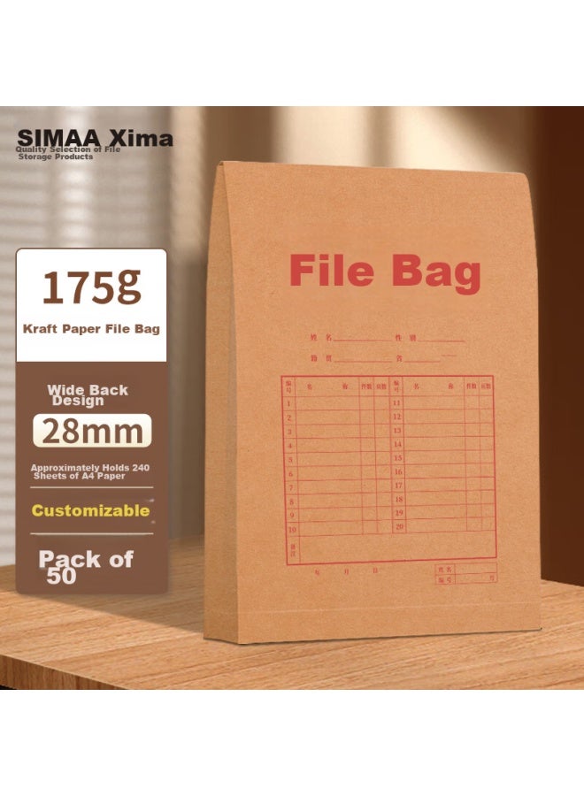 Simaa 50 A4 Mixed Pulp 175g Kraft Paper File Folders, 2.8cm Side Width Doent Folders For Personnel Contracts And Bids, Storage Folders, Office Supplies 51090 - Image 2