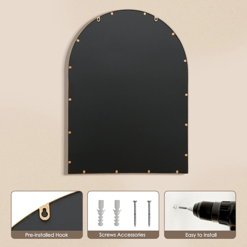 Besdomus Large Gold Arched Mirror: 29"x42" Gilded Ornate Window Pane Mirror - Wall Decor for Fireplace/Entryway/Hallway/Living Room - Ideal for Home Decor Enthusiast - Image 4