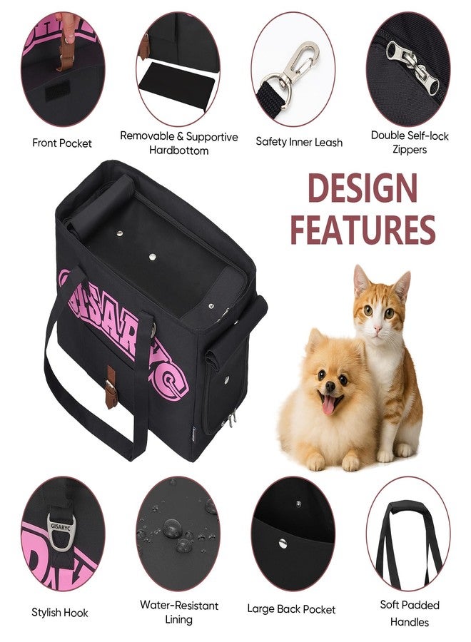 Gisaryc Dog Purse Carrier for Small Dogs, Cats and Puppies - Soft-Sided Foldable Pet Travel Bag with Multi Pockets, 3-Sided Mesh & Rollable Cover for Nervous Cats, Fits Pets up to 15 lbs (Black & Pink) - Image 5