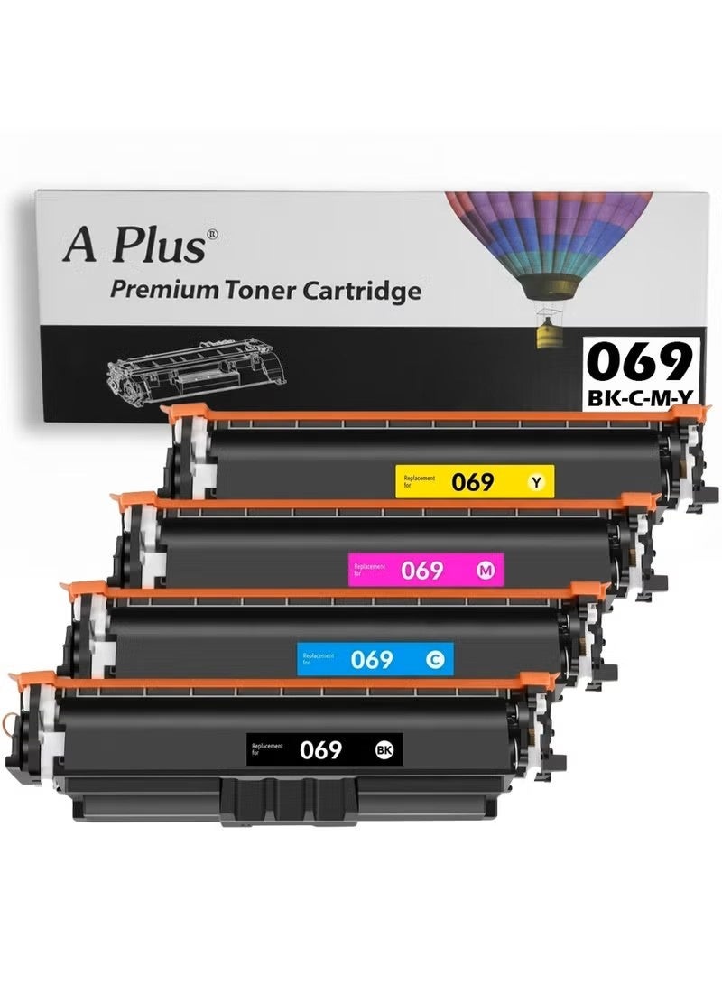 APlus Compatible 069/069H Toner Cartridges with Chip for Canon Printers - 4 Pack (BK/C/M/Y) - Image 1